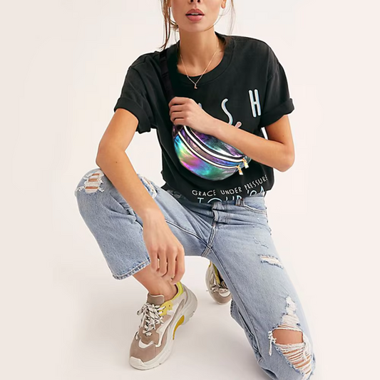 Glittering Waist Bag In Rainbow Colors Trendy Practical