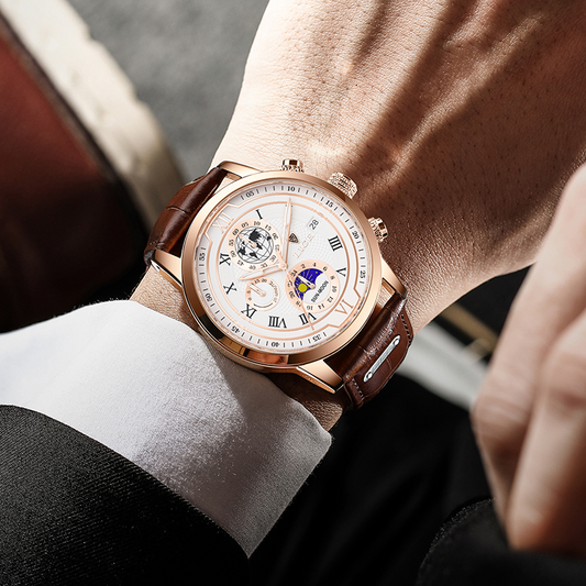 Exclusive Men's Quartz Watch with Premium Leather Strap
