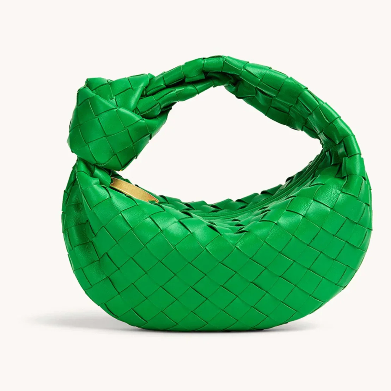 Leather Handbag with Braid Pattern Shoulder Bag