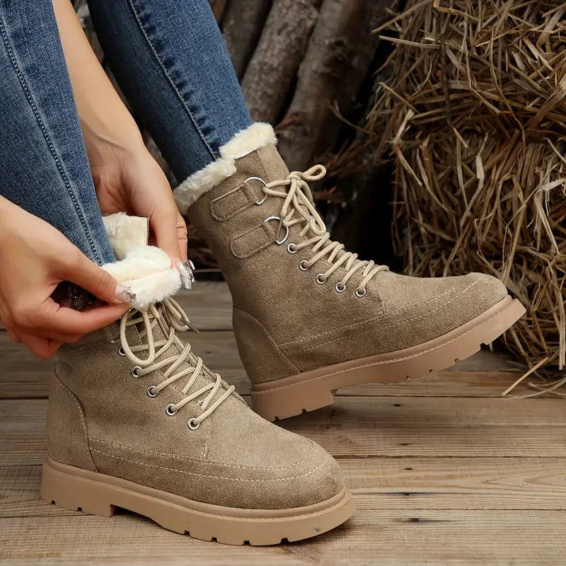Medium High Boots with Lacing & Plush Lining