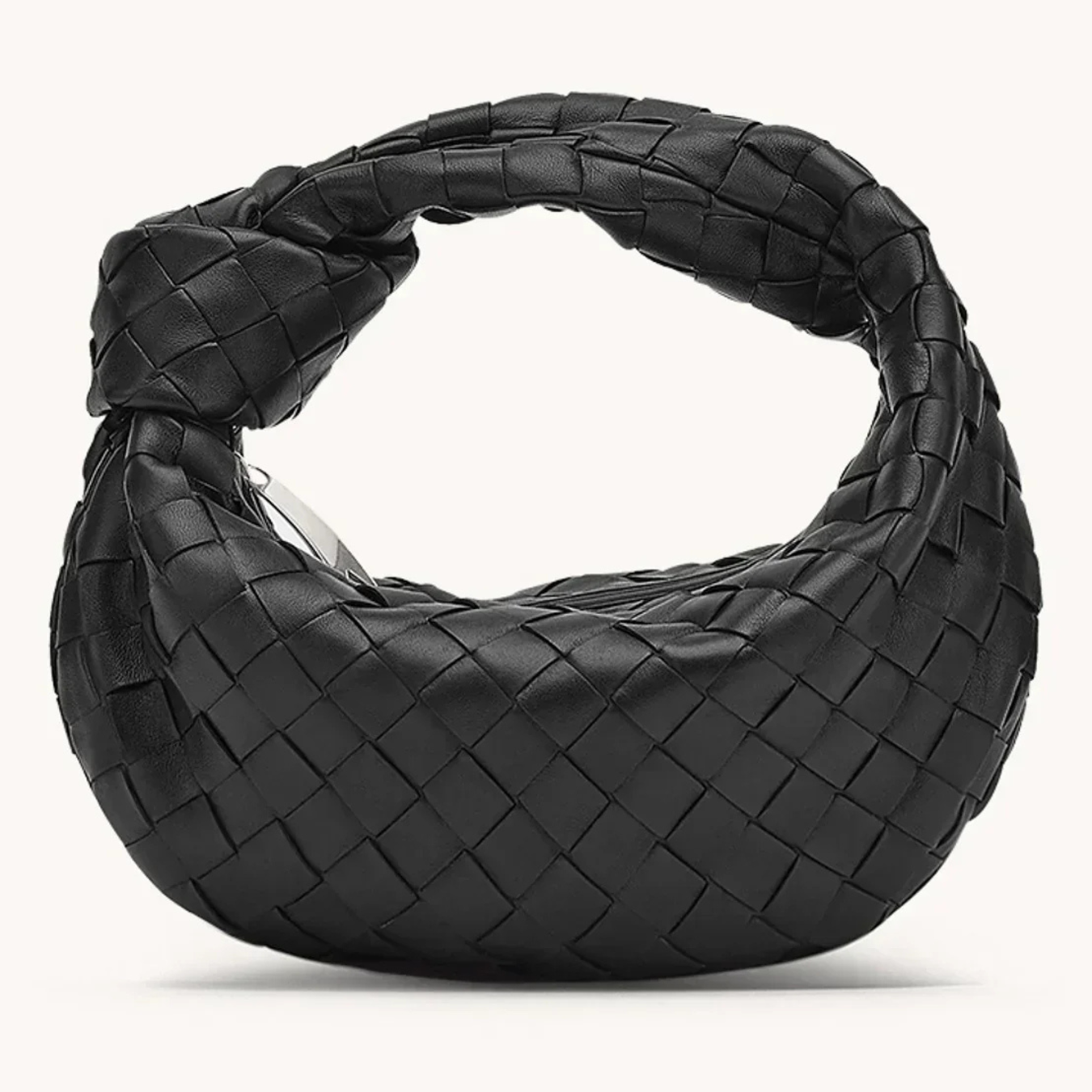 Leather Handbag with Braid Pattern Shoulder Bag