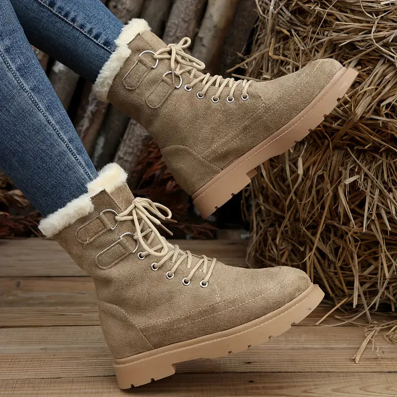 Medium High Boots with Lacing & Plush Lining