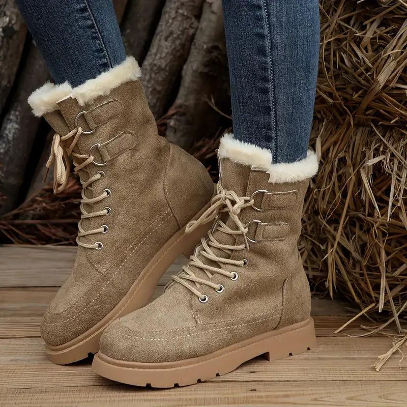 Medium High Boots with Lacing & Plush Lining
