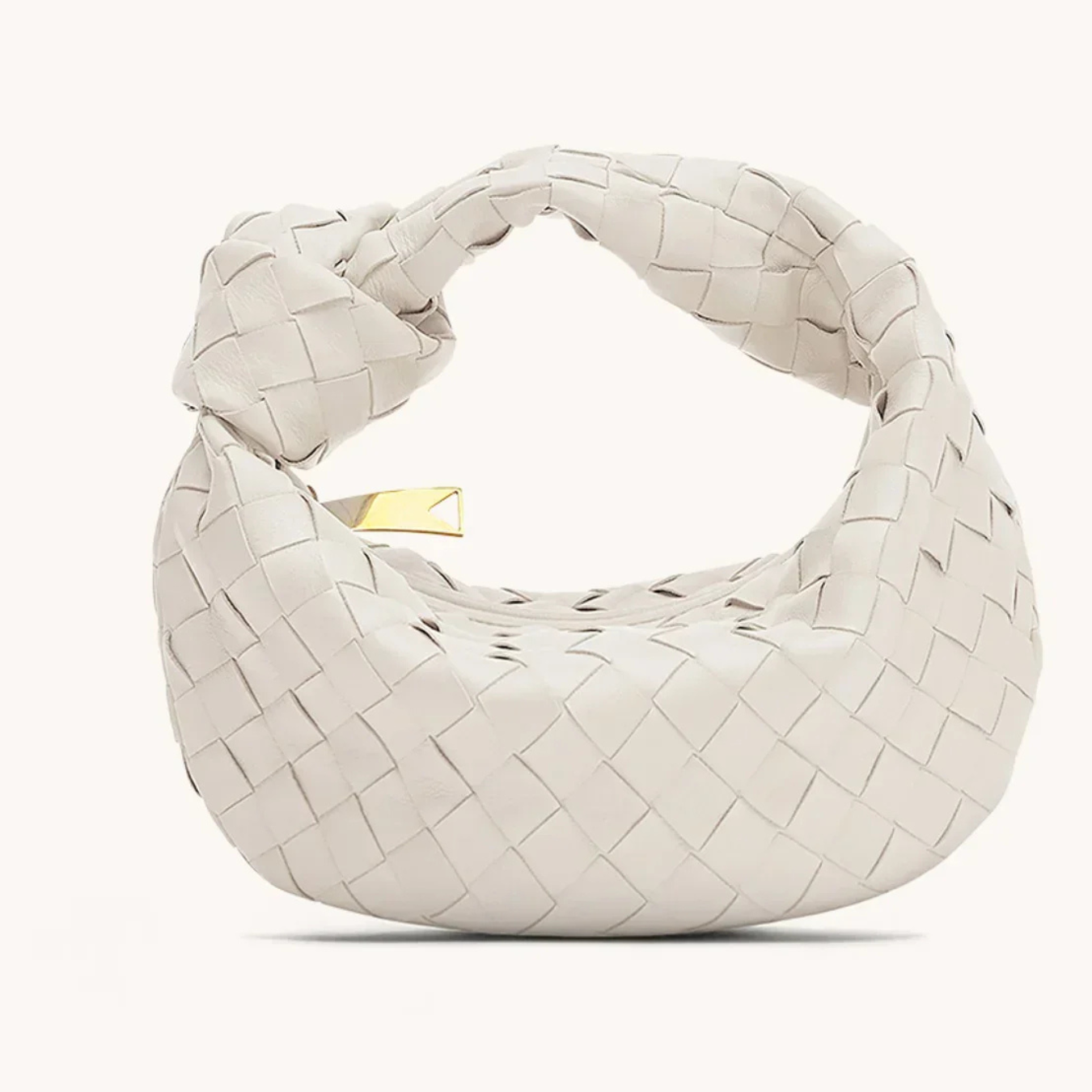 Leather Handbag with Braid Pattern Shoulder Bag