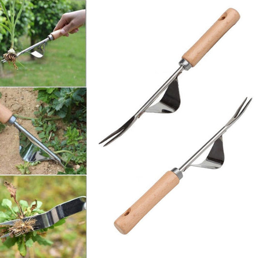 Ergonomic Stainless Steel Weed Removal Tool with Ash Handle