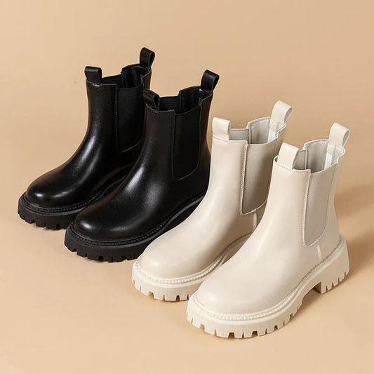 Round Nose Platform Chelsea Boots - Stylish, Comfortable & Non-Slip