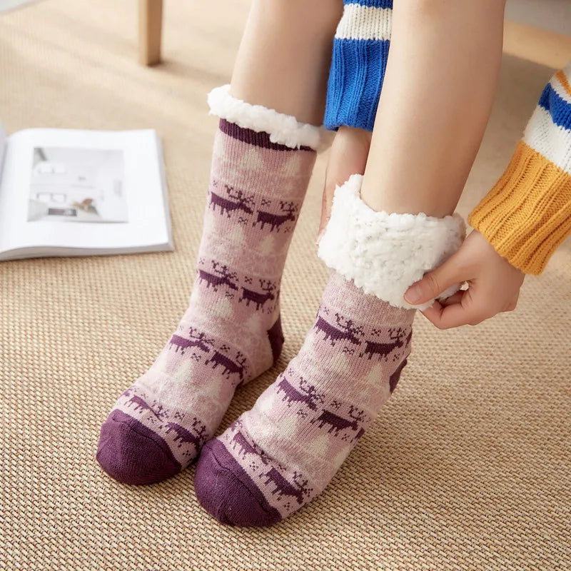 Penguin Print Fluffy Socks - Soft, Cozy & Slip-Free