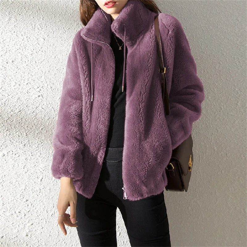 Ella Luxury Jacket – Double-Sided Velvet with Stand Collar