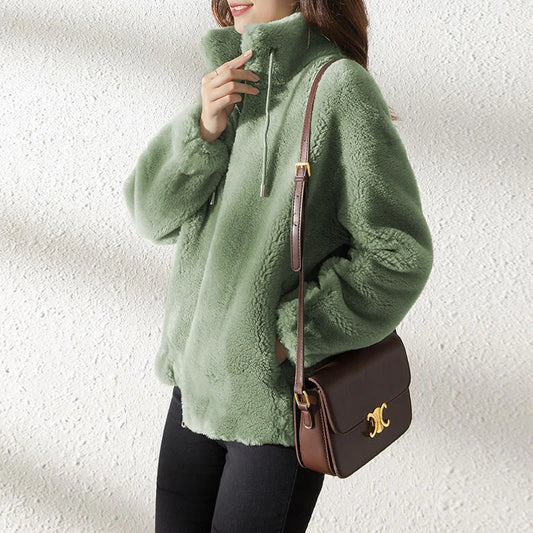 Ella Luxury Jacket – Double-Sided Velvet with Stand Collar