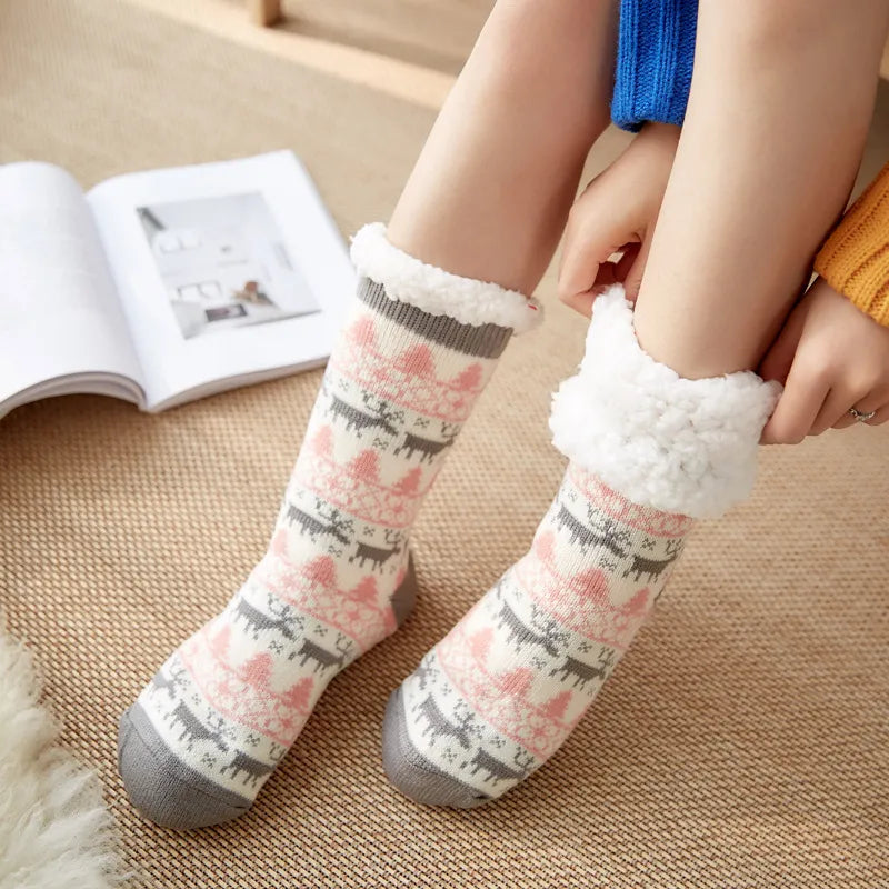Penguin Print Fluffy Socks - Soft, Cozy & Slip-Free