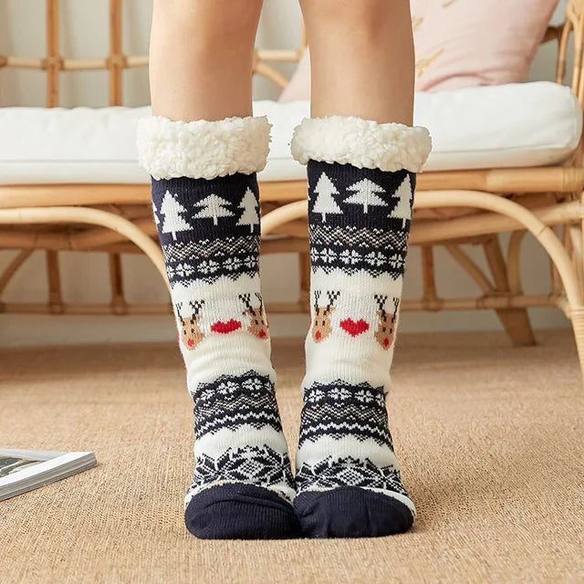 Penguin Print Fluffy Socks - Soft, Cozy & Slip-Free