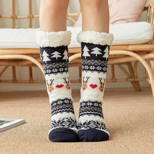 Penguin Print Fluffy Socks - Soft, Cozy & Slip-Free