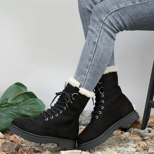 Medium High Boots with Lacing & Plush Lining