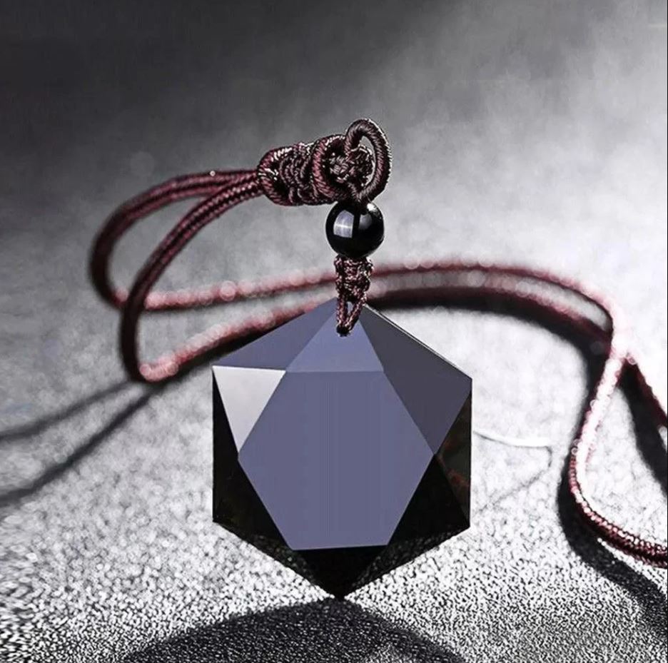 Hexagram Amulet Tibetan Black Obsidian