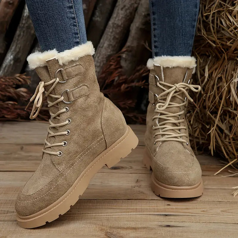 Medium High Boots with Lacing & Plush Lining