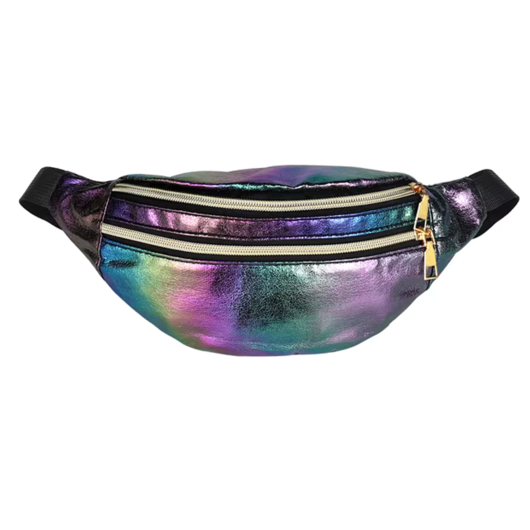 Glittering Waist Bag In Rainbow Colors Trendy Practical