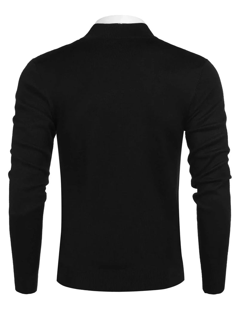Black Sweater with Half Zipper - Stylish & Comfortable