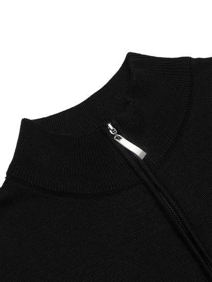 Black Sweater with Half Zipper - Stylish & Comfortable