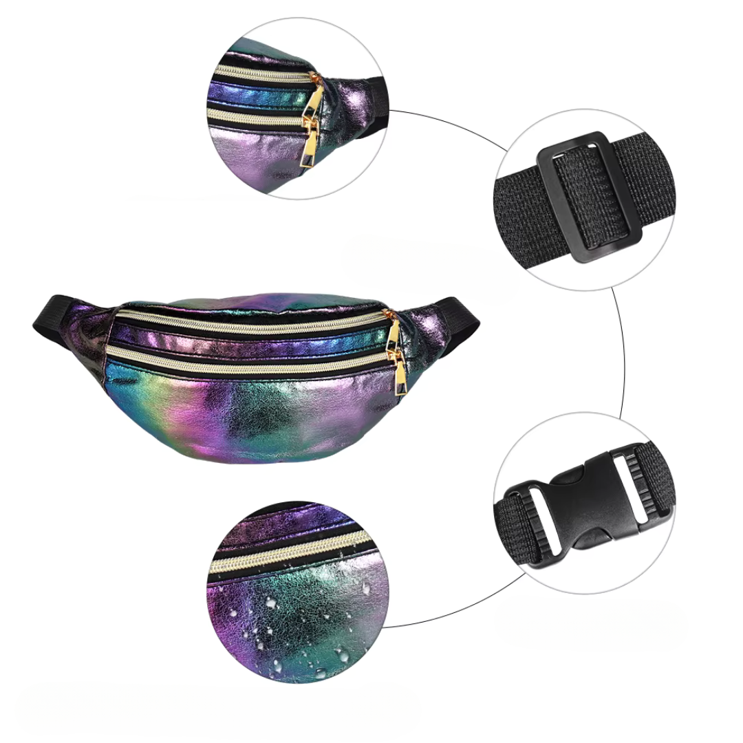 Glittering Waist Bag In Rainbow Colors Trendy Practical
