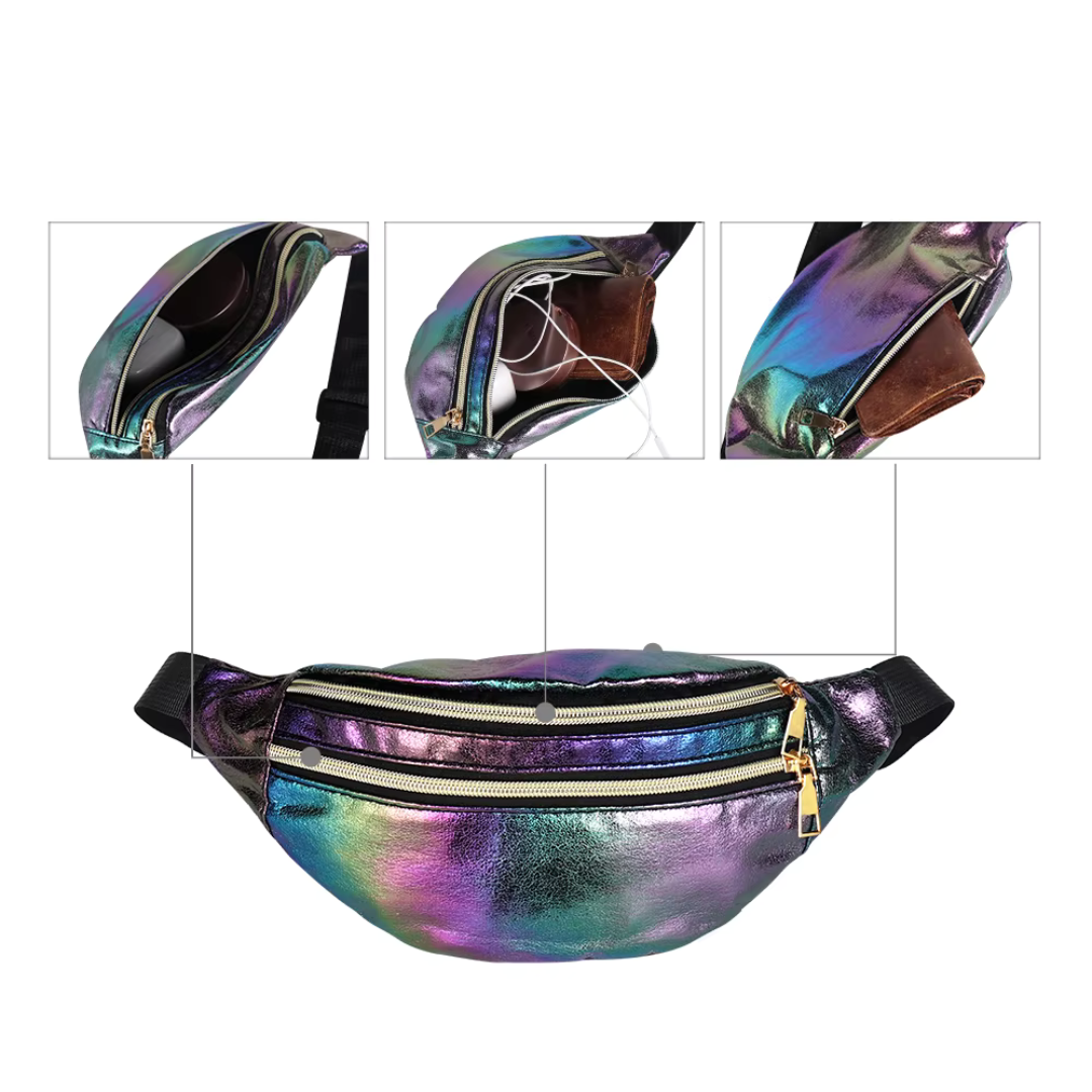 Glittering Waist Bag In Rainbow Colors Trendy Practical