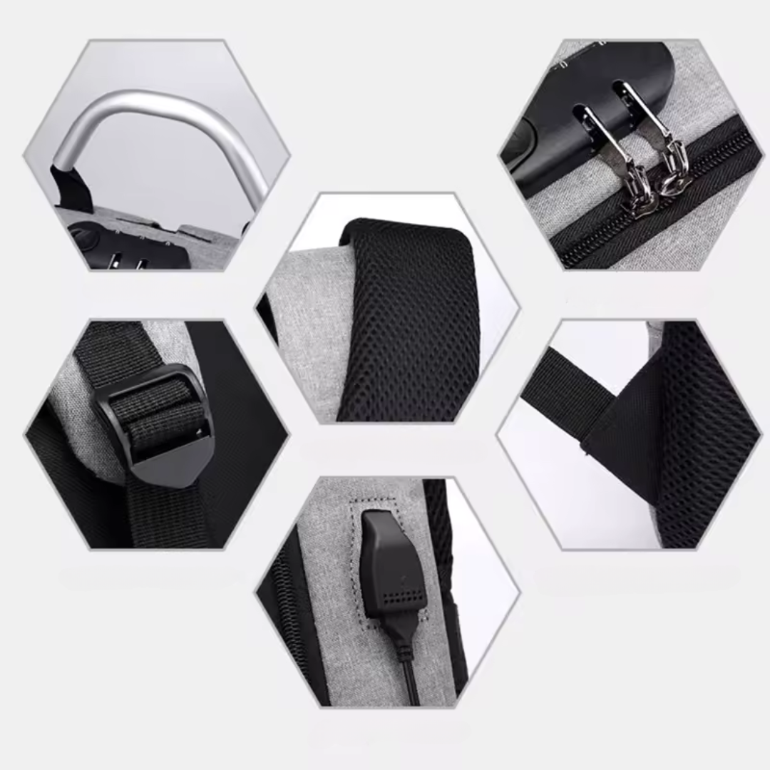 Techguard Black Water-Resistant Backpack with Large Capacity