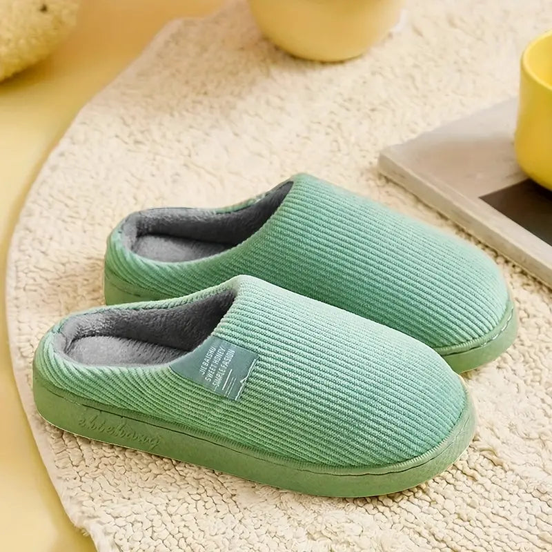 Plush Corduroy Slippers - Soft, Cozy & Non-Slip