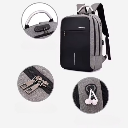 Techguard Black Water-Resistant Backpack with Large Capacity