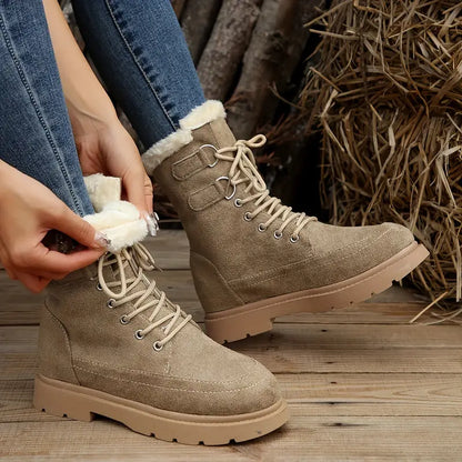Medium High Boots with Lacing & Plush Lining