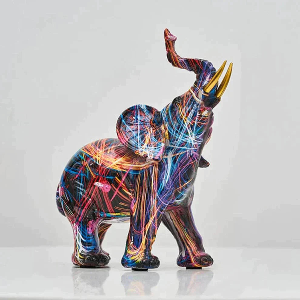 Colorful Graffiti Elephant Figure – Unique Resin Home Decor