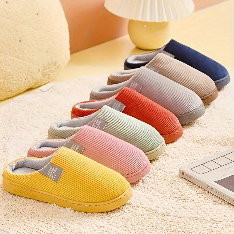 Plush Corduroy Slippers - Soft, Cozy & Non-Slip