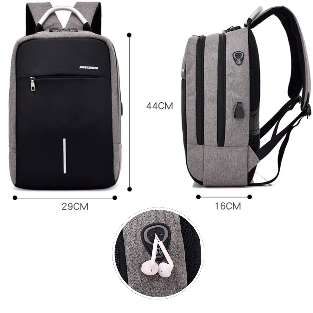 Techguard Black Water-Resistant Backpack with Large Capacity