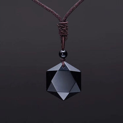 Hexagram Amulet Tibetan Black Obsidian
