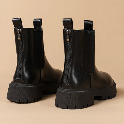 Round Nose Platform Chelsea Boots - Stylish, Comfortable & Non-Slip