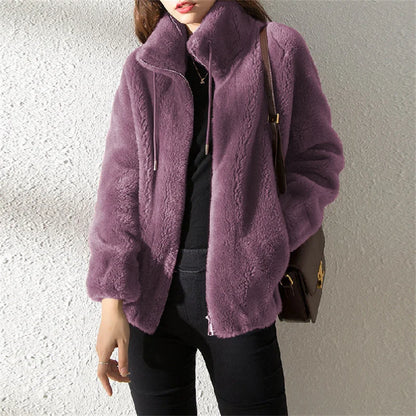 Ella Luxury Jacket – Double-Sided Velvet with Stand Collar
