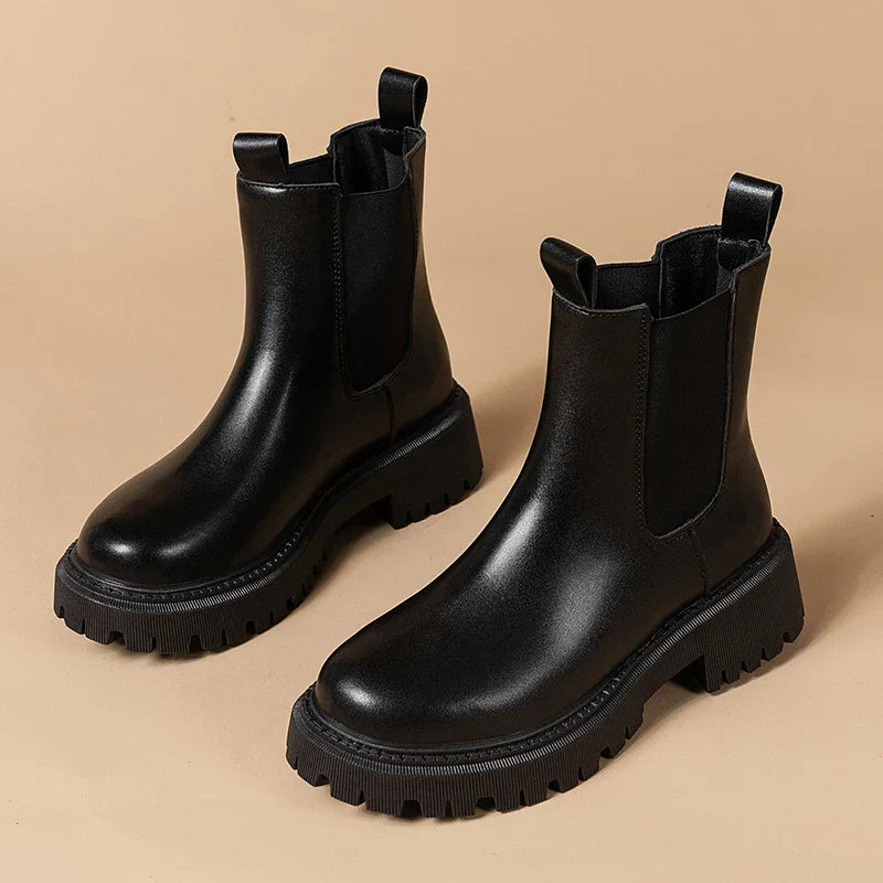Round Nose Platform Chelsea Boots - Stylish, Comfortable & Non-Slip