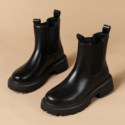 Round Nose Platform Chelsea Boots - Stylish, Comfortable & Non-Slip