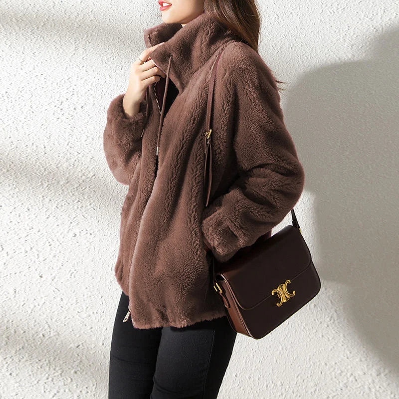 Ella Luxury Jacket – Double-Sided Velvet with Stand Collar