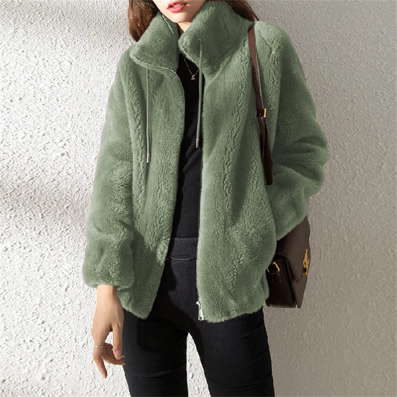 Ella Luxury Jacket – Double-Sided Velvet with Stand Collar
