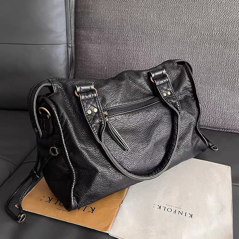 Elegant Black Handbag - Timeless Design, Genuine Leather