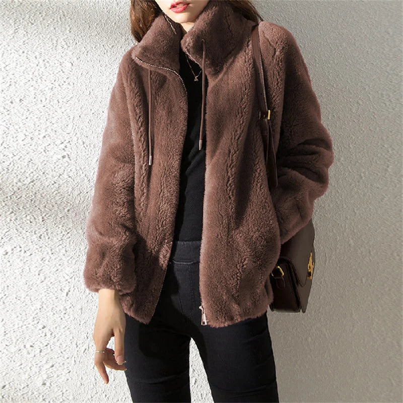 Ella Luxury Jacket – Double-Sided Velvet with Stand Collar
