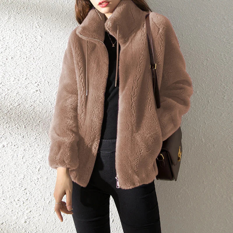Ella Luxury Jacket – Double-Sided Velvet with Stand Collar