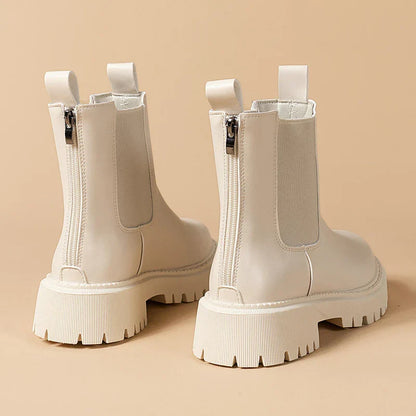 Round Nose Platform Chelsea Boots - Stylish, Comfortable & Non-Slip