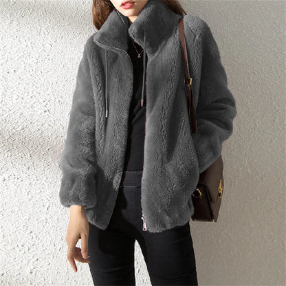 Ella Luxury Jacket – Double-Sided Velvet with Stand Collar