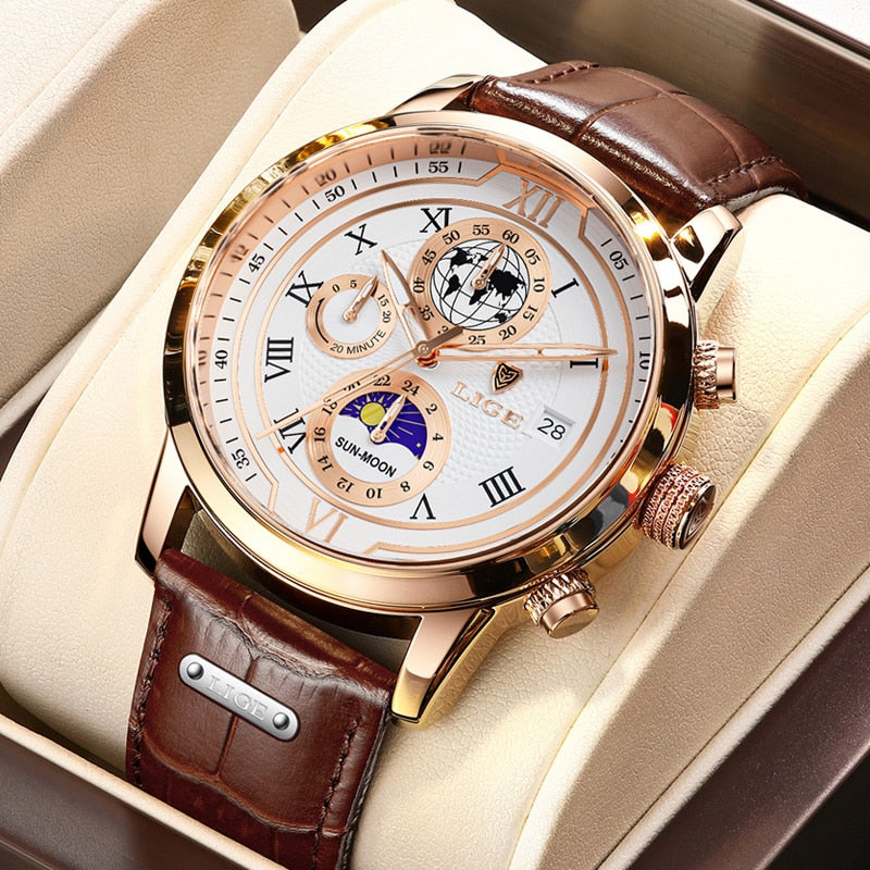 Exclusive Men's Quartz Watch with Premium Leather Strap