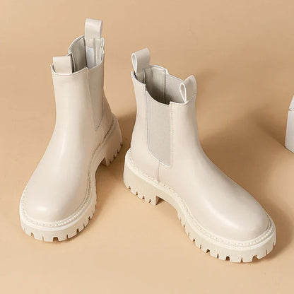 Round Nose Platform Chelsea Boots - Stylish, Comfortable & Non-Slip