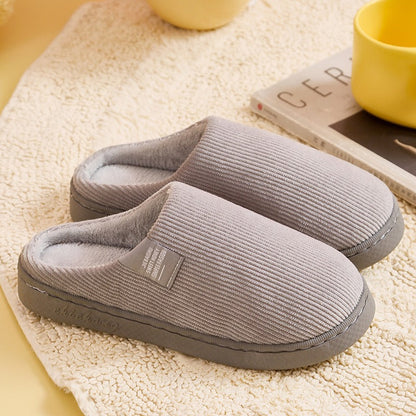 Plush Corduroy Slippers - Soft, Cozy & Non-Slip