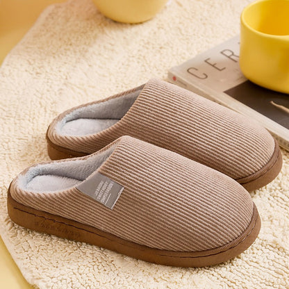 Plush Corduroy Slippers - Soft, Cozy & Non-Slip