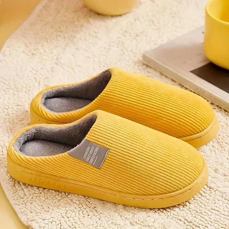 Plush Corduroy Slippers - Soft, Cozy & Non-Slip